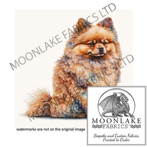 Pomeranian dog Colourful 100% Natural Cotton or 290gsm thick soft Polyester Fabric Panel Squares