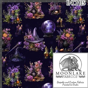 Witches Plants Flowers Herbs and bits 100% Cotton 130gsm Sewing Fabric Meters/Yards - Size: 111.39cm wide (44 inches)