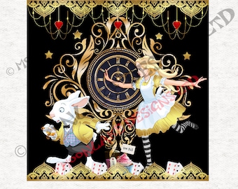 Alice Wonderland New Year Craft Panels in 100% Cotton or Polyester