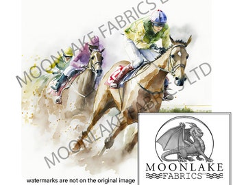 Horse Racing on the Inside Fabric Craft Panels in 100% Cotton or Polyester