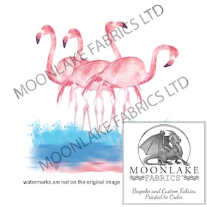 Flamingo watercolor Fabric Craft Panels in 100% Cotton or Polyester
