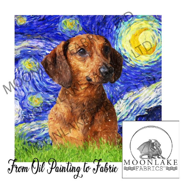 Dachshund Starry Night  100% Light Quality Cotton 230gsm or Thick Soft 290gsm Polyester
