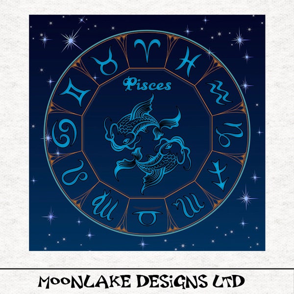 Pisces Zodiac  |Fabric Craft Panels in 100% Cotton or Polyester