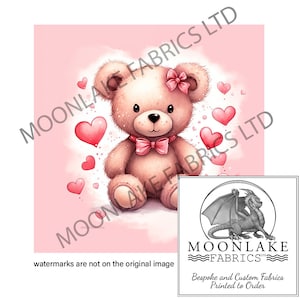 Roze teddybeer met hartjes Valentijn stofpanelen van 100% katoen of polyester