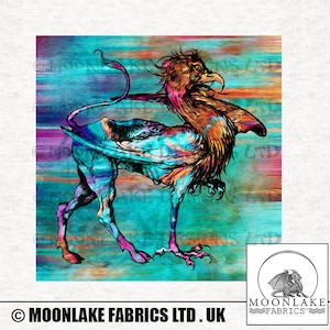 Rainbow Griffin Griffon Gryphon Fantasy Fabric Craft Panel Square in 100% Cotton or Polyester