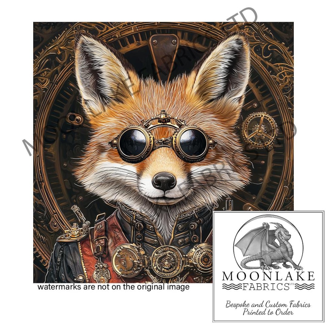 Steampunk Fox 100% Cotton or Polyester - Etsy UK