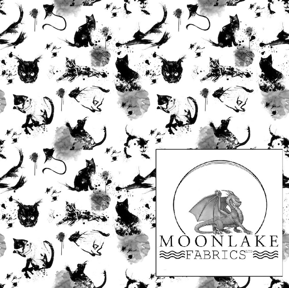Ink splatter abstract Cats Fabric 100% Cotton 130gsm Poplin