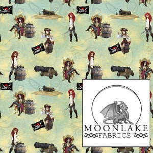 Pirate &quot;Sea Vixens&quot;  Fun Fabric 100% Cotton 130gsm Poplin