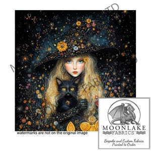 Witch Klimt Style &quot;Derwen&quot; 100% Natural Cotton or 290gsm thick soft Polyester Fabric Panel Squares