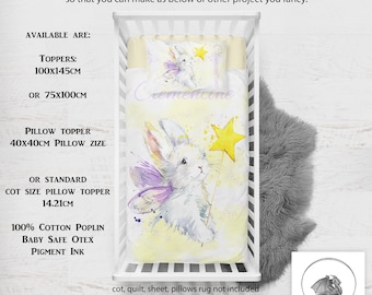 Painel de tecido Fairy Rabbit, ótimo para artesanato, costura, patchwork, quilting, painéis de tecido, painéis para patchwork, tecido para artesanato.
