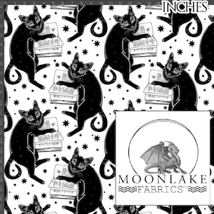 Magic Black Cat&#39;s Gothic Fabric 100% Cotton 130gsm Poplin