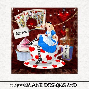 Alice wonderland, ambachtelijke theekoppanelen van 100% katoen of polyester