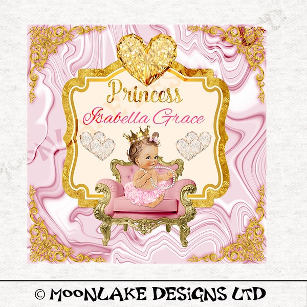 Princess Baby Girl, customized with name, Fabric Panel (block, square) ,Fabric Craft Panels 100% Cotton or Polyester