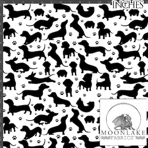 Dachshund Silhouette, 100% Cotton 130gsm Poplin * Exclusive * Size: 111.39cm wide (44 inches)