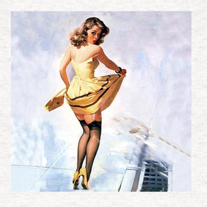 Vintage Pin-Up-Girl, The Dive by Splash.  Fabric Panel | | Sewing | Craft | Printed Fabric Panels -  100% polyester washable