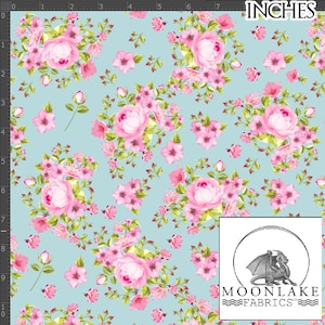 Vintage Roses and Ditsy Flowers 100% Quality Cotton Poplin Fabric Size: 111.39cm wide (44 inches)