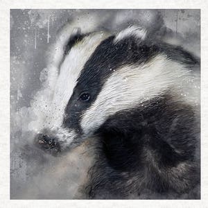 Badger Watercolour splatter |Fabric Craft Panels 100% Cotton or Polyester