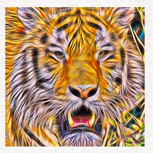 Tiger Digital Art. Fabric Craft Panels 100% Cotton or Polyester