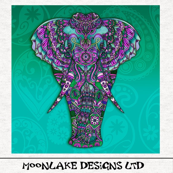Panneaux d’artisanat en tissu éléphant à l’aquarelle Batik en coton ou polyester 100%