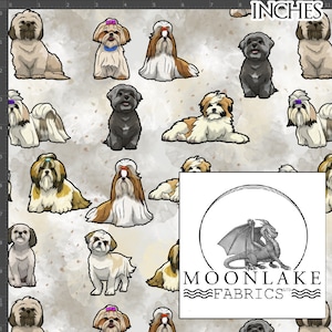 Shih Tzu watercolor dog, fabric, 100% Quality Cotton Poplin Fabric *Exclusive* Size: 111.39cm wide (44 inches)