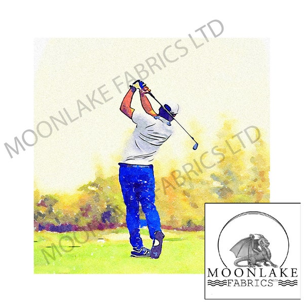 Golfer painted Craft Panels in 100% Light Quality Cotton or Thick Soft 290gsm Polyester