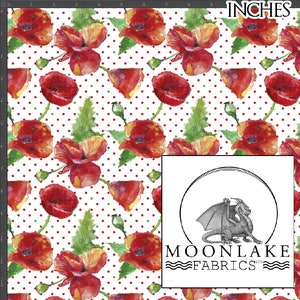 Poppy Polka Dot Fabric 100% Cotton 130gsm Poplin Size: 111.39cm wide (44 inches)