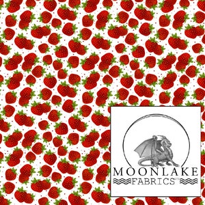 Strawberry, Crowded Strawberries and polka dots 100% Cotton 130 gsm Poplin