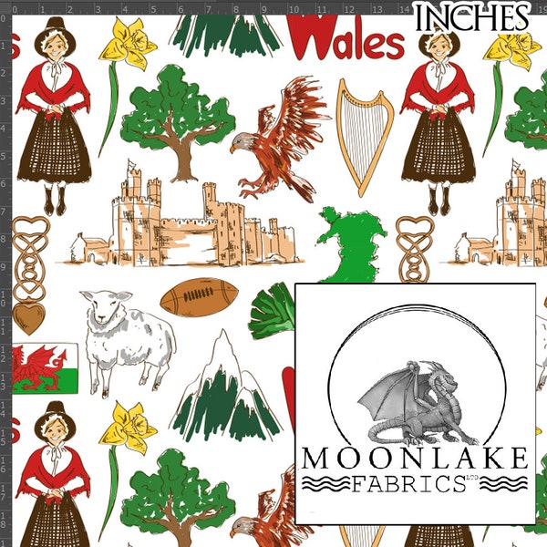 Welsh, Welsh Items 100% Quality Cotton Poplin Fabric Size: 111.39cm wide (44 inches)