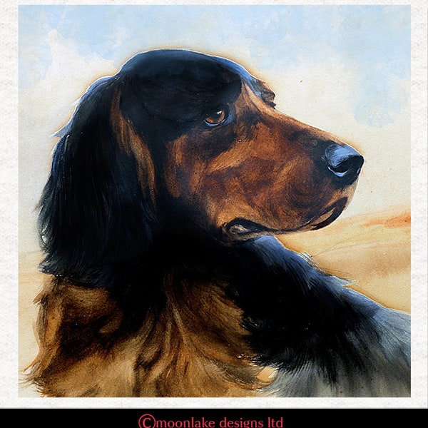 Gordon's Setter, Originally an oil paint now a fabric square | Upholstery | Sewing | Craft | Printed Fabric Panels