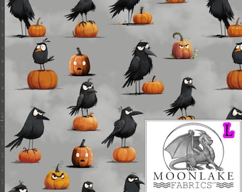 Ravens Grumpy and Pumpkins 100% Quality Cotton Fabric *exclusive* Size: 111.39cm wide (44 inches)