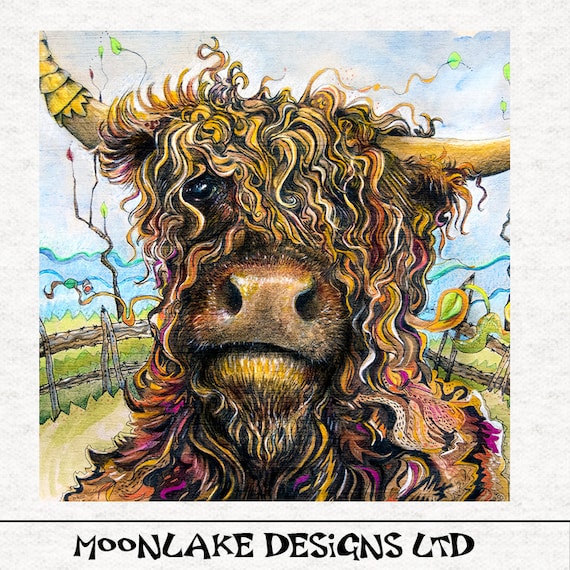 Stoffe Scottish Highland Cow Fabric Panel Bastel K nstlerbedarf