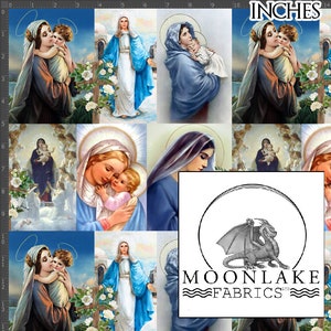 Mary mother of Jesus , Repeat 100% Quality Cotton Poplin Fabric * Exclusive * Size: 111.39cm wide (44 inches)