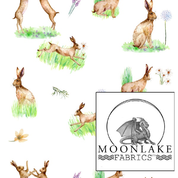 Hares, Meadow Hares 100% Quality Cotton Poplin Fabric