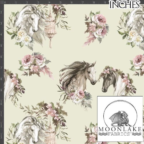 Horse Fabric 100 Cotton Galloping Horses Cotton Print Etsy