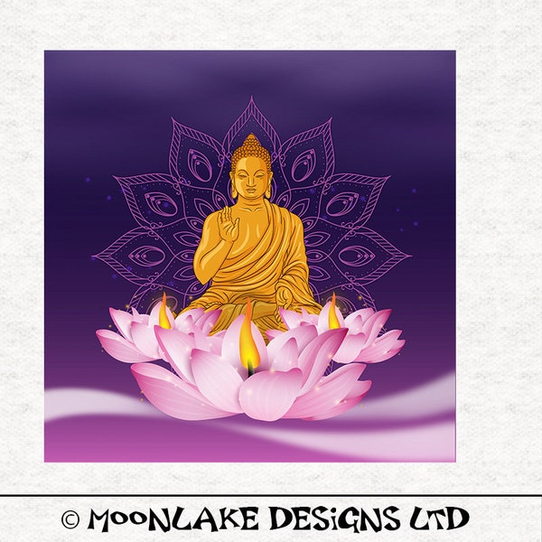 Buddha Art Fabric.  Fabric Panel | | Sewing | Craft | Printed Fabric Panels