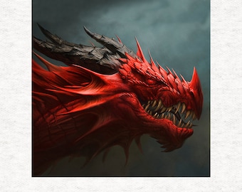 Dragon Fantasy art, in red or gold , Fabric Craft Panels in 100% Cotton or Polyester