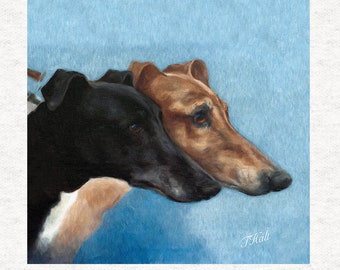 Greyhound Black and Tan, Panneaux d’artisanat en tissu aquarelle en coton ou polyester 100%