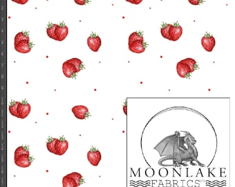 Sweet Strawberry Repeat Fabric 100% Cotton 130gsm Poplin