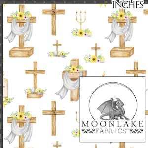 Religious Easter Cross Fabric 100% Cotton 130gsm Poplin