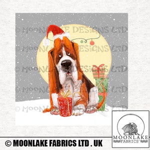 Christmas Winter Dog Collection 1 Fabric Craft Panels in 100% Cotton or Polyester