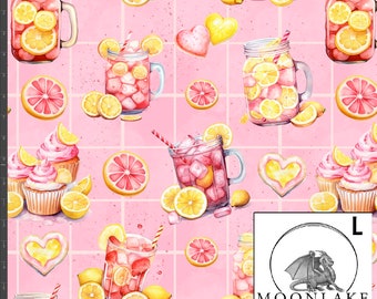 Pink Lemonade and Cupcakes 100% Quality Cotton Poplin Fabric