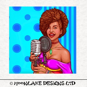 Pop art female, Singing diva,  trendy art,  Fabric Craft Panels in 100% Cotton or Polyester