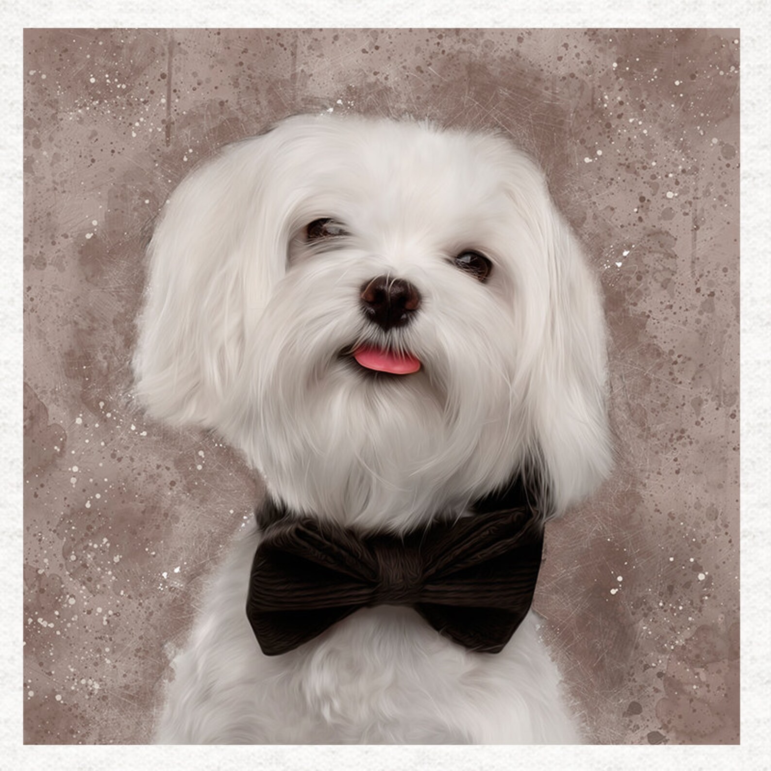 Maltese Dog With Dicky Bow Tie... Watercolour Print Etsy