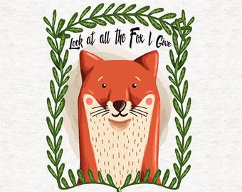 Fox Head Fun slightly naughty -  Fabric Craft Panels in 100% Cotton or Polyester
