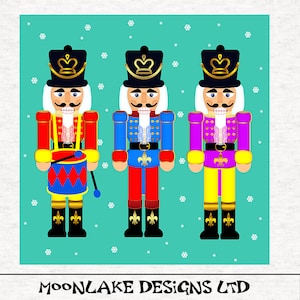 Nutcracker Christmas Fabric Craft Panels in 100% Cotton or Polyester