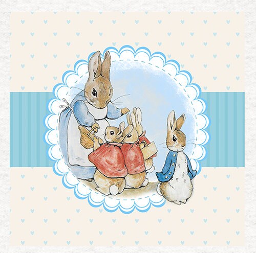Peter Rabbit & Friends Tela Impresión Digital-Azul-al aire libre 