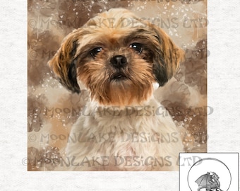 Painéis de tecido para artesanato com estampa de cães Shih Tzu, 100% algodão ou poliéster.