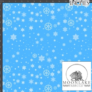 Schneeflocke auf blauem Winterstoff 100% Baumwolle 130gsm Poplin