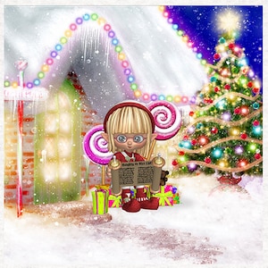 Elf Christmas ,sweets,house | Fabric Craft Panels 100% Cotton or Polyester