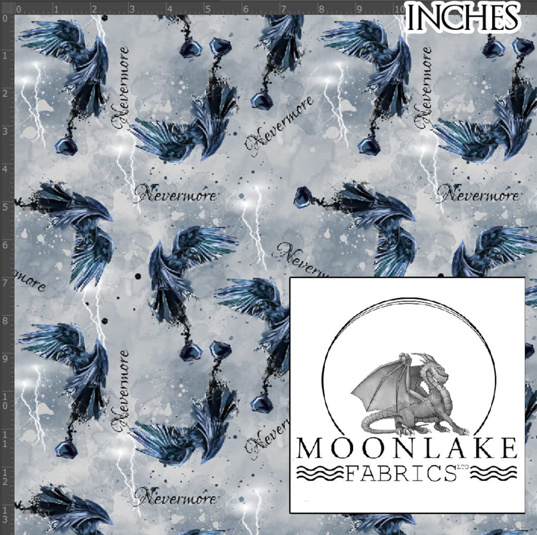 Raven, the Raven Edgar Alan Poe Nevermore Repeat Pattern Gothic Fabric ...